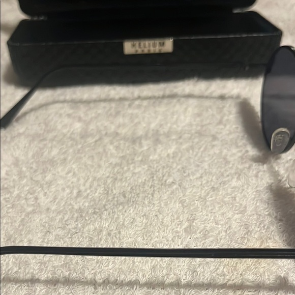 Helium Paris Round Black Sunglasses and Case - Picture 5 of 7